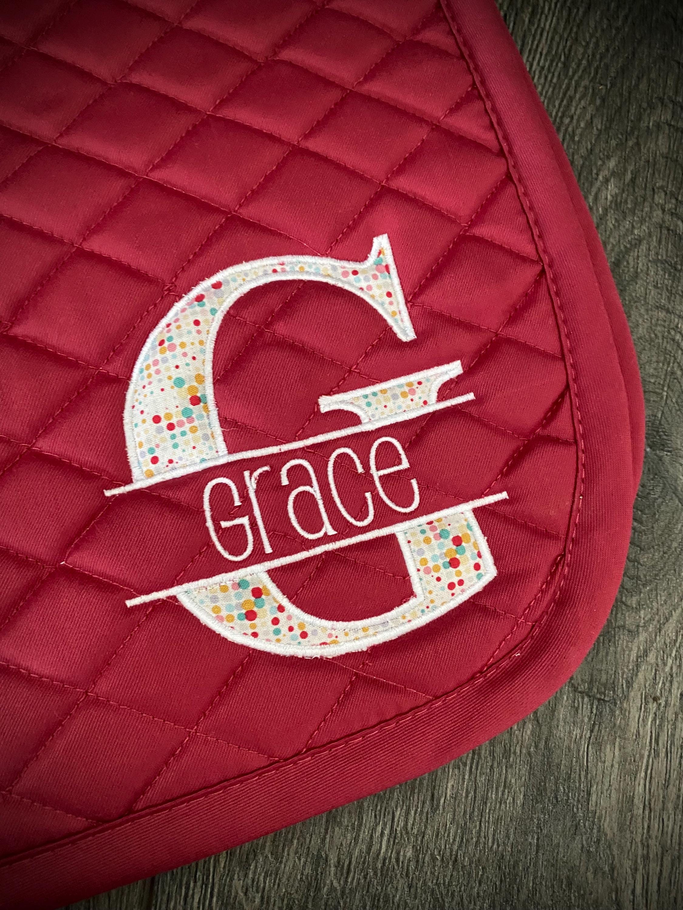 Split Applique Letter Saddle Pad