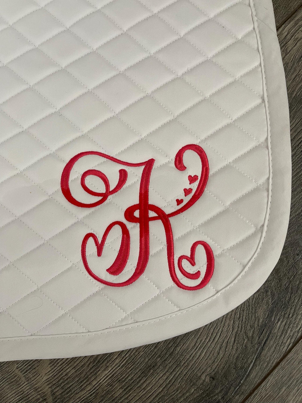 Sweet Hearts Single Letter Monogram Personalized Saddle Pad