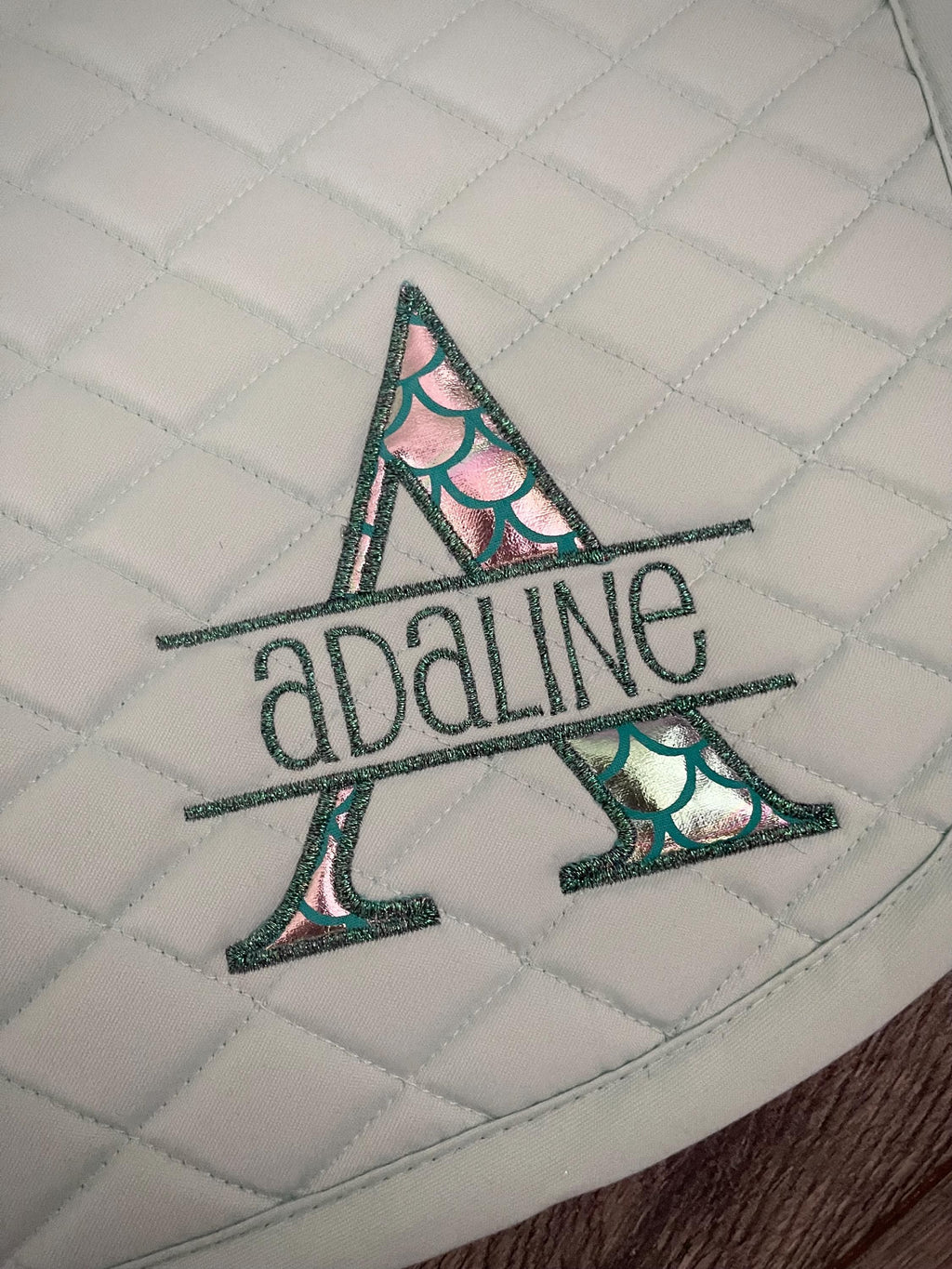 Split Applique Letter Saddle Pad
