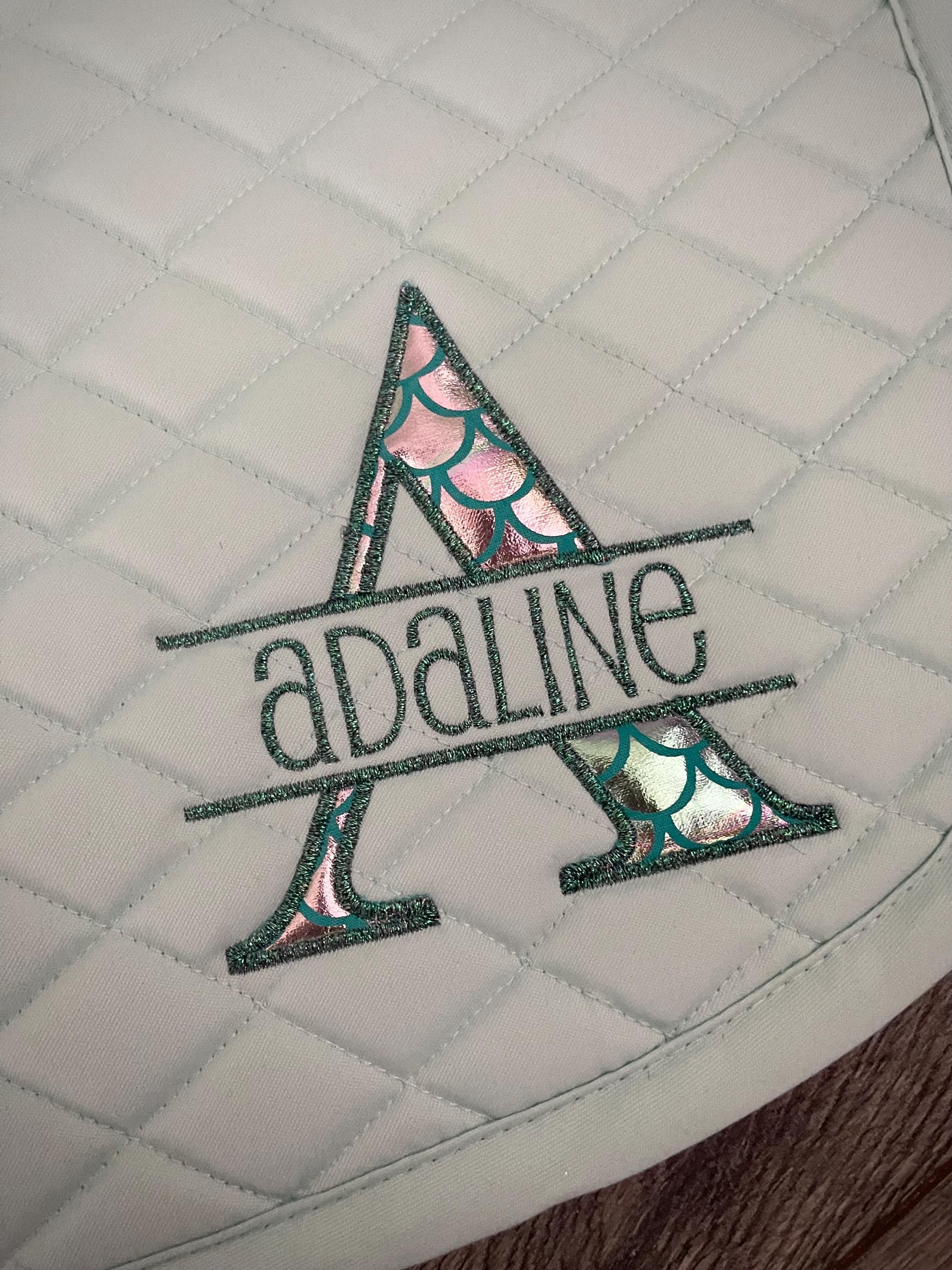 Split Applique Letter Saddle Pad