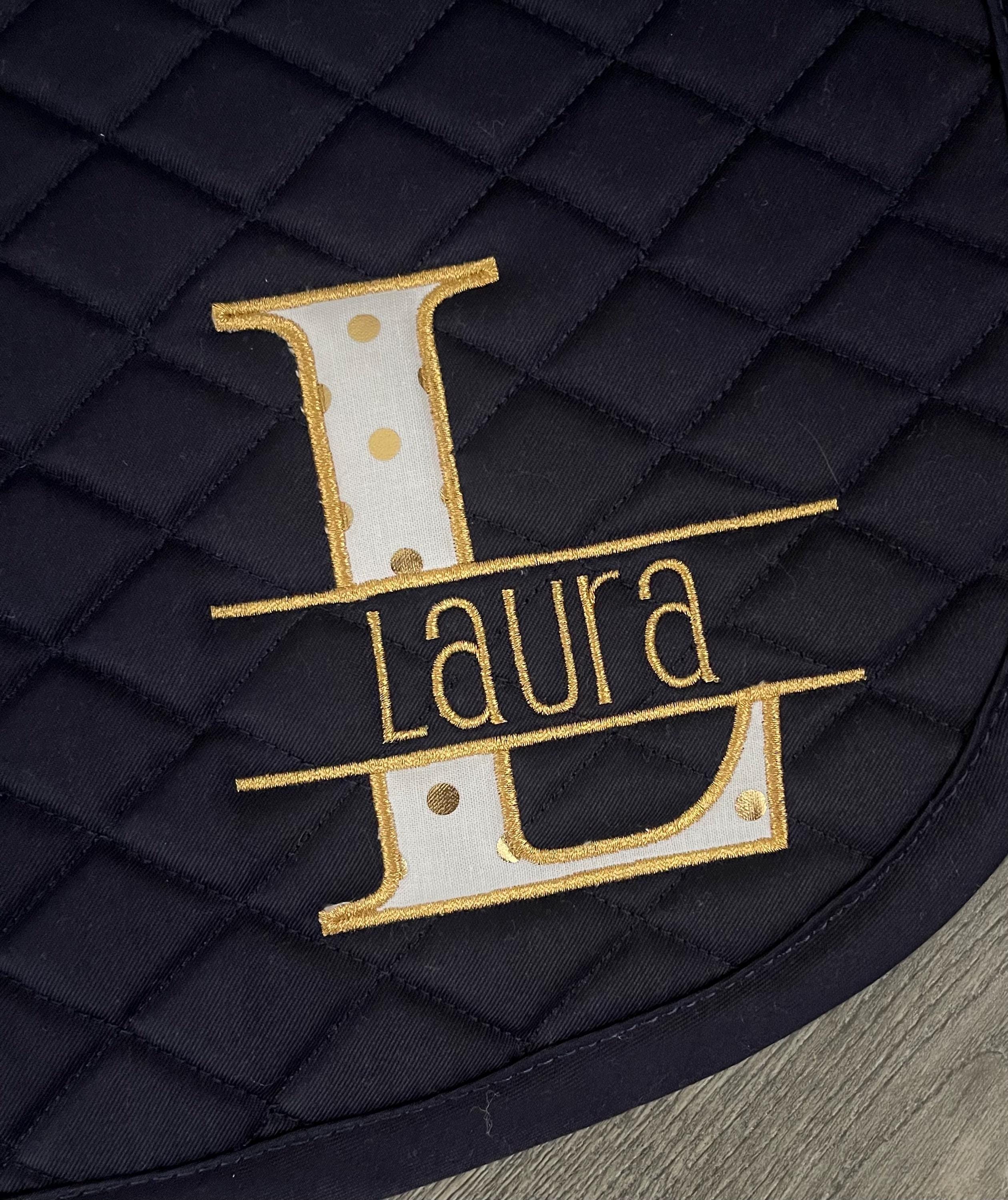 Split Applique Letter Saddle Pad