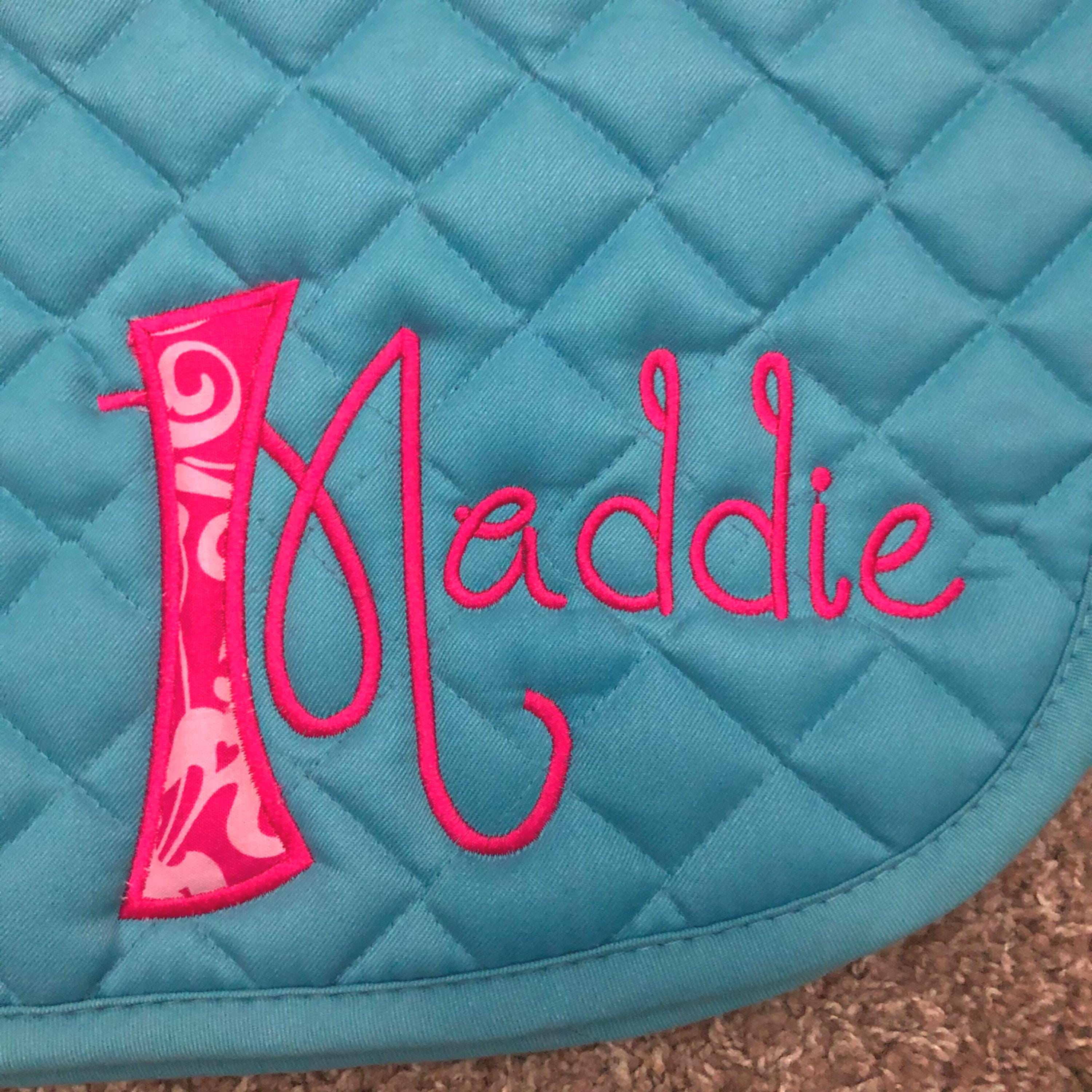 Custom Applique Name Saddle Pad - Amy