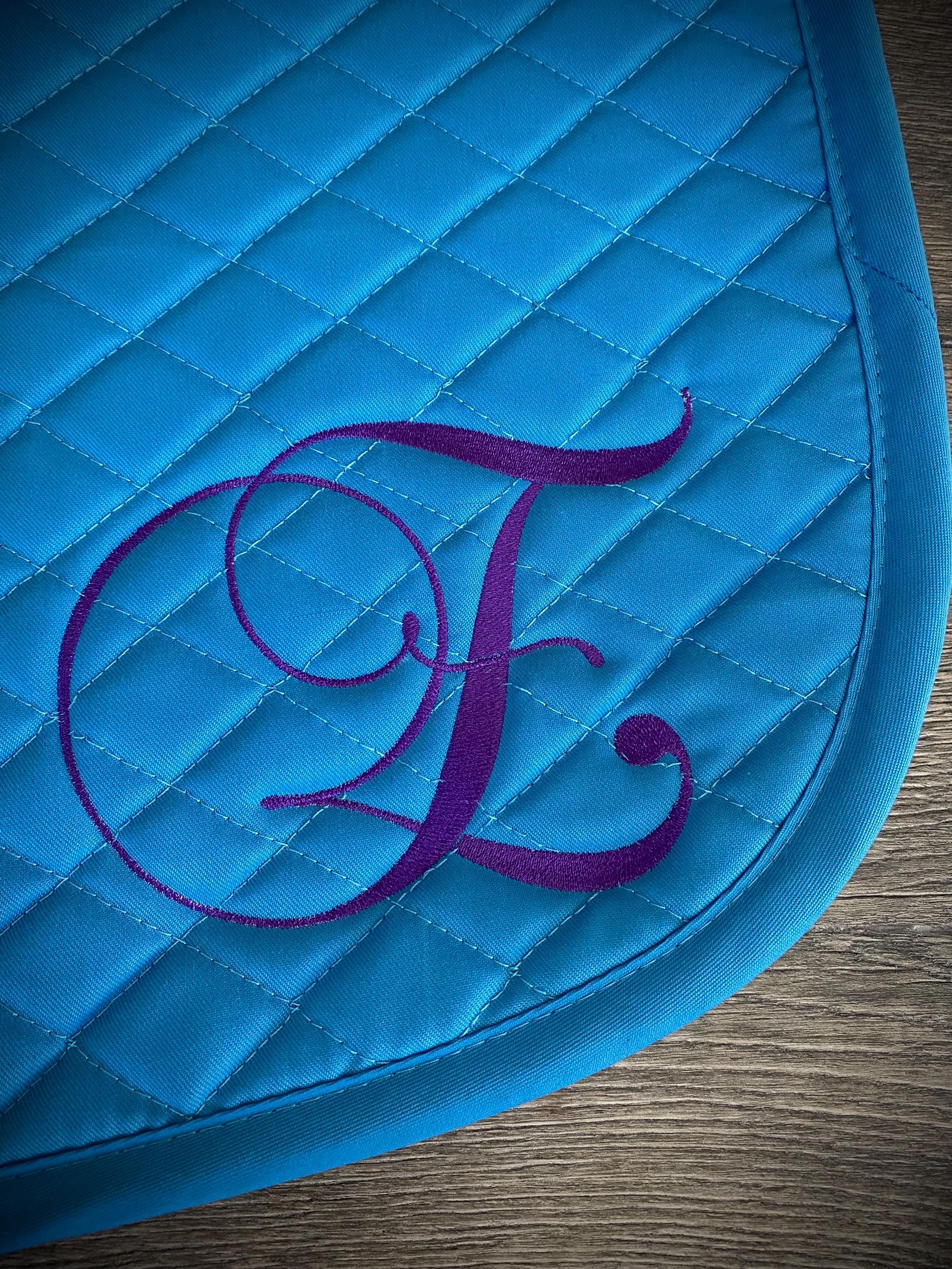Bella Single Letter Monogram Custom Saddle Pad