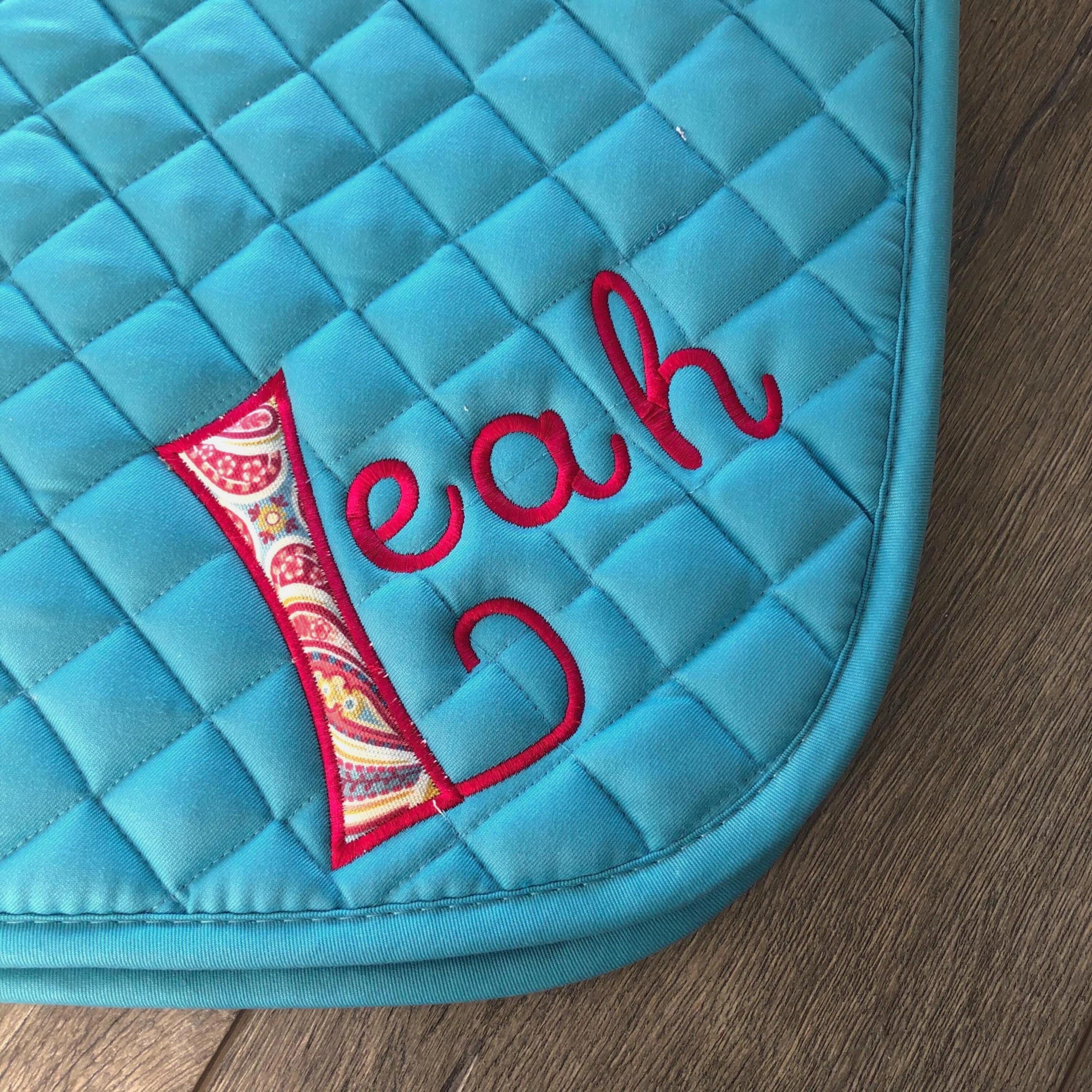 Custom Applique Name Saddle Pad - Amy