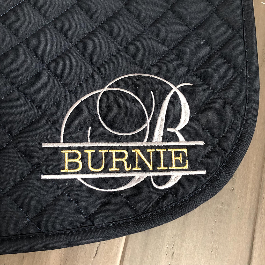 Split Letter Custom Name Saddle Pad