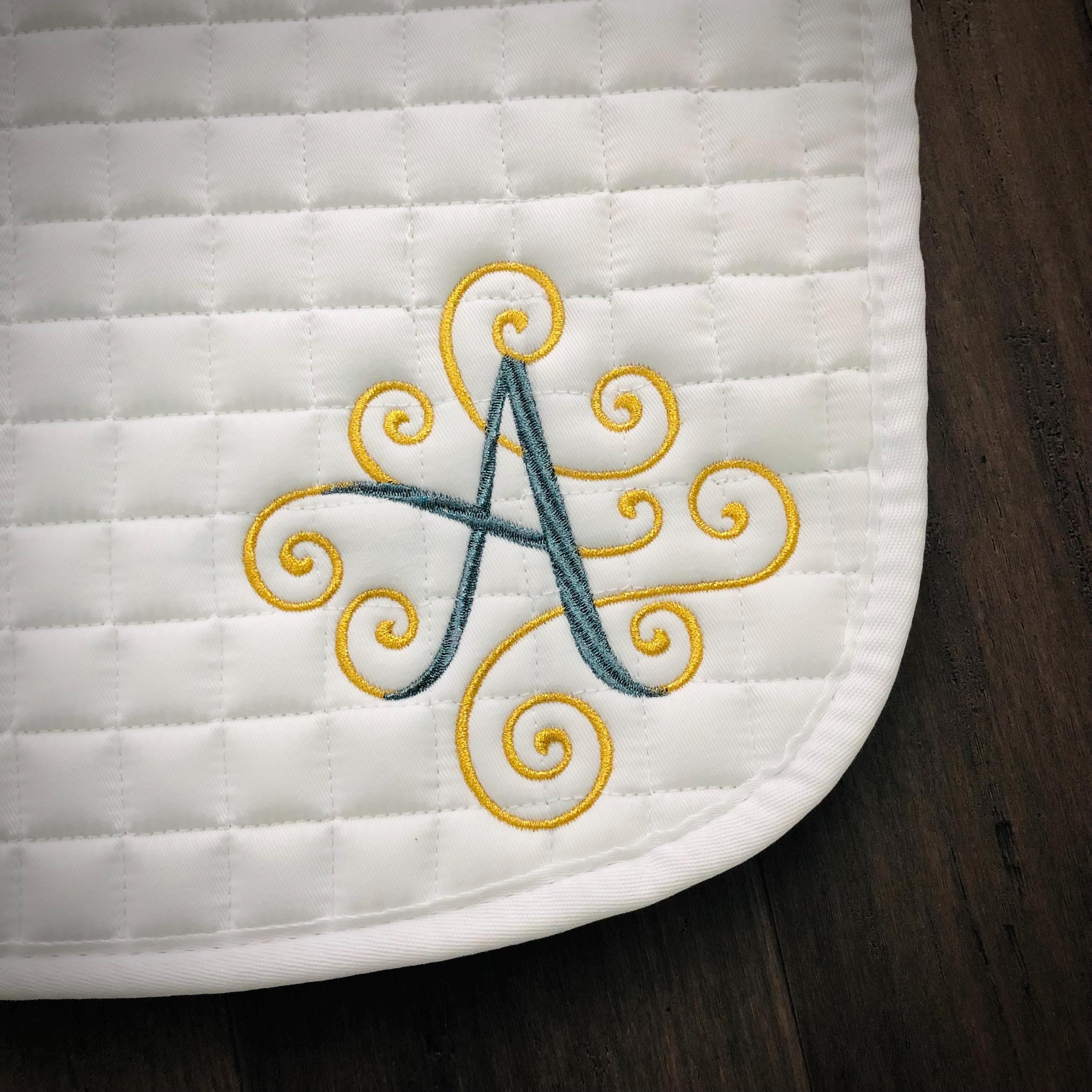 Scroll Letter Monogram Custom Saddle Pad