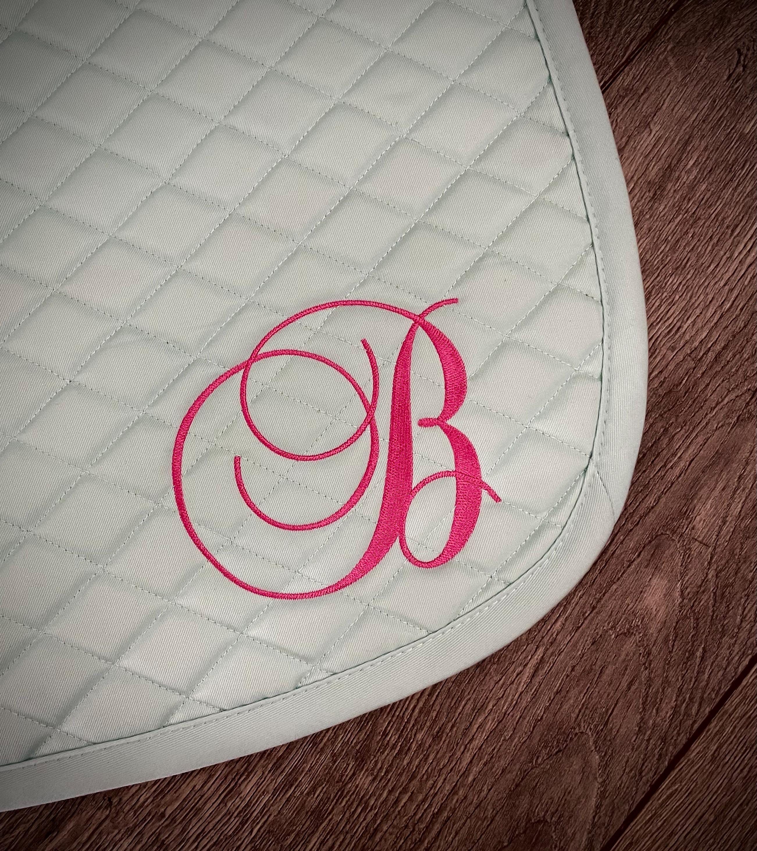 Bella Single Letter Monogram Custom Saddle Pad