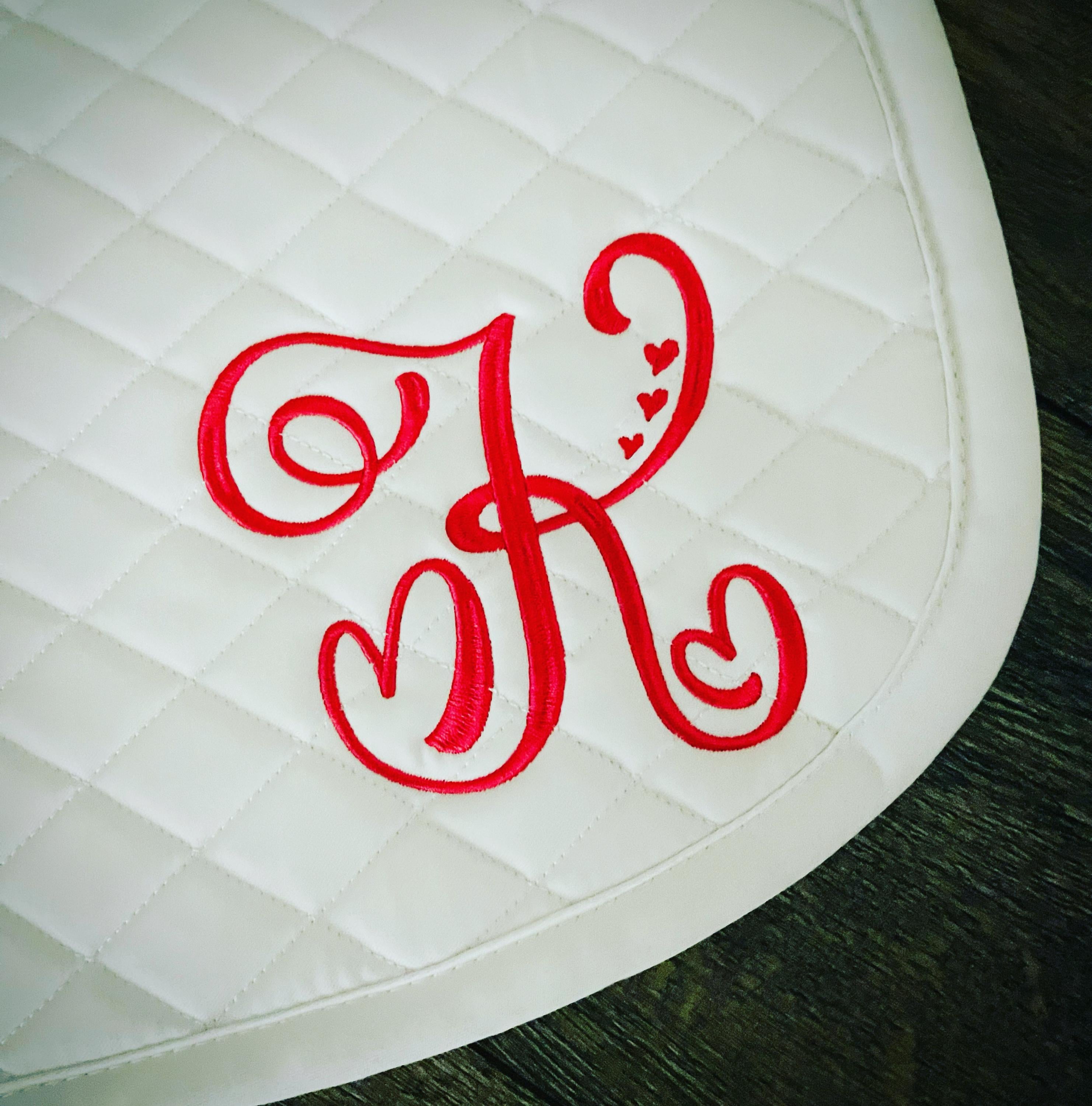 Sweetheart Monogoram Personalized Saddle Pad