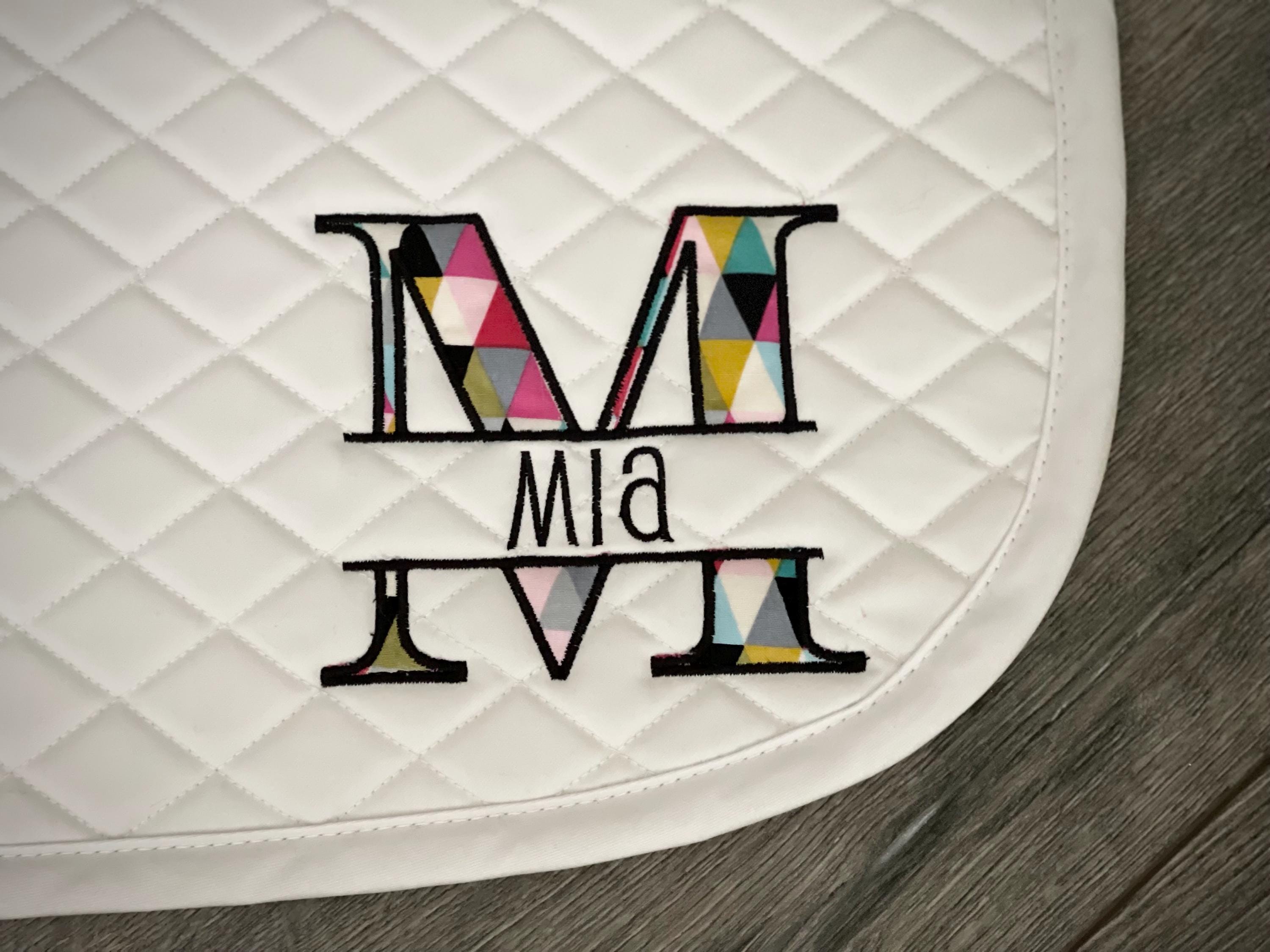 Split Applique Letter Saddle Pad