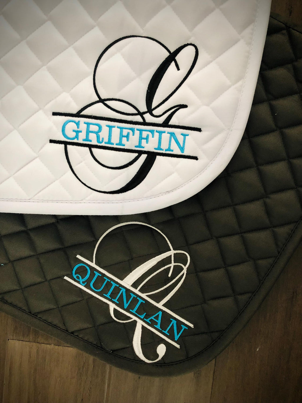 Split Letter Custom Name Saddle Pad