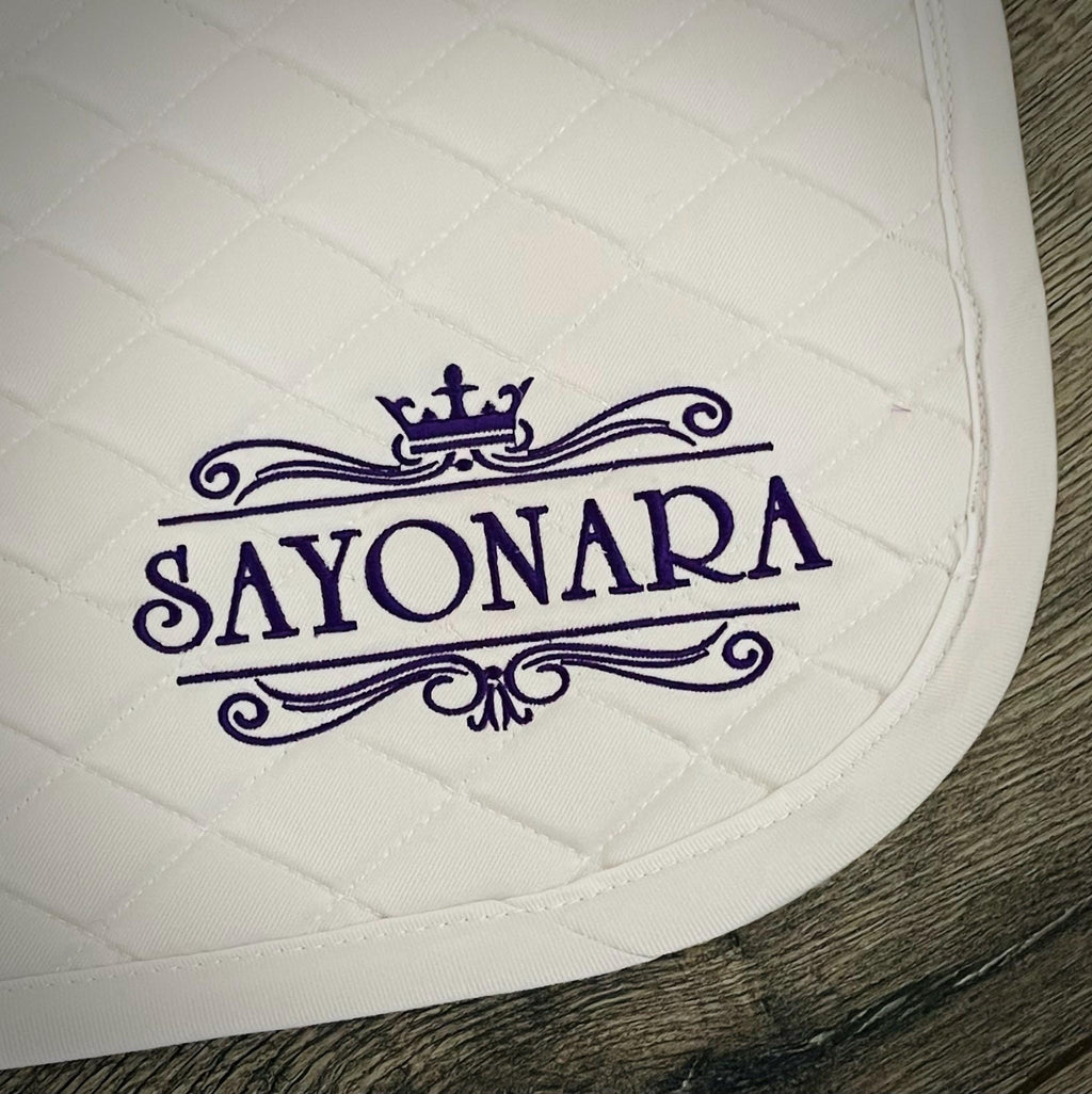 Crown Frame Custom Name Saddle Pad