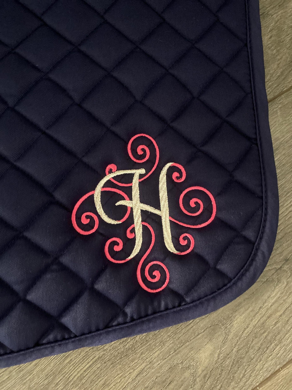 Scroll Letter Monogram Custom Saddle Pad