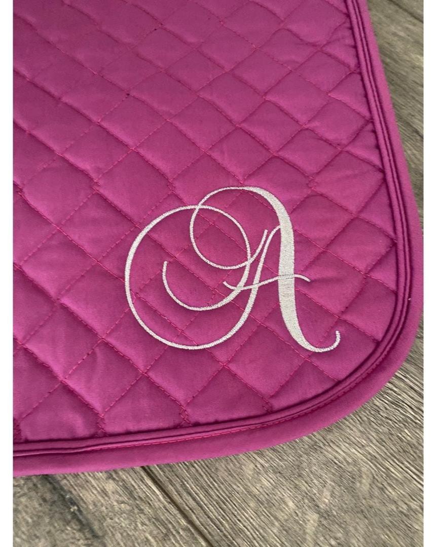 Bella Single Letter Monogram Custom Saddle Pad