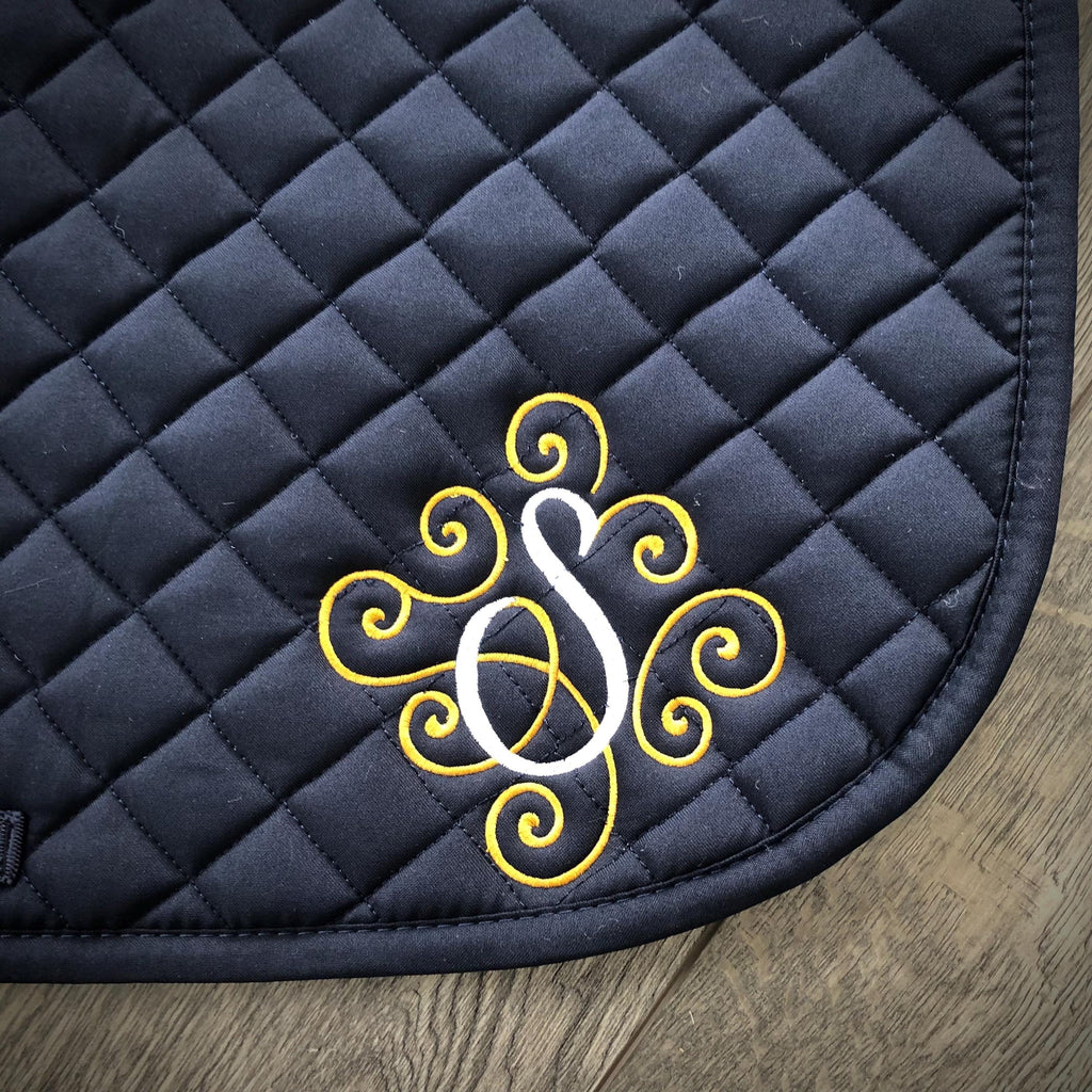 Scroll Letter Monogram Custom Saddle Pad