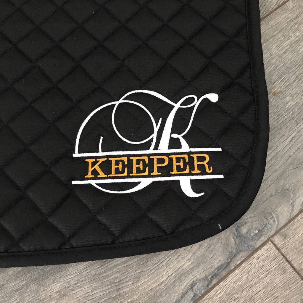 Split Letter Custom Name Saddle Pad