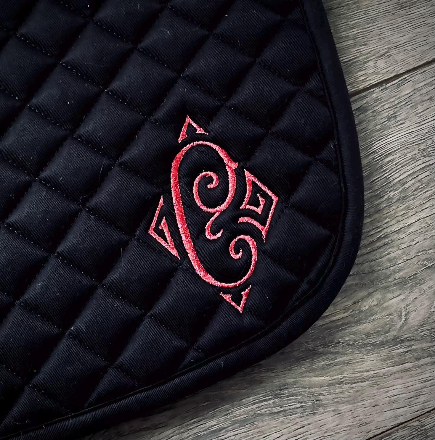 Diamond Single Letter Monogram Personalized Saddle Pad
