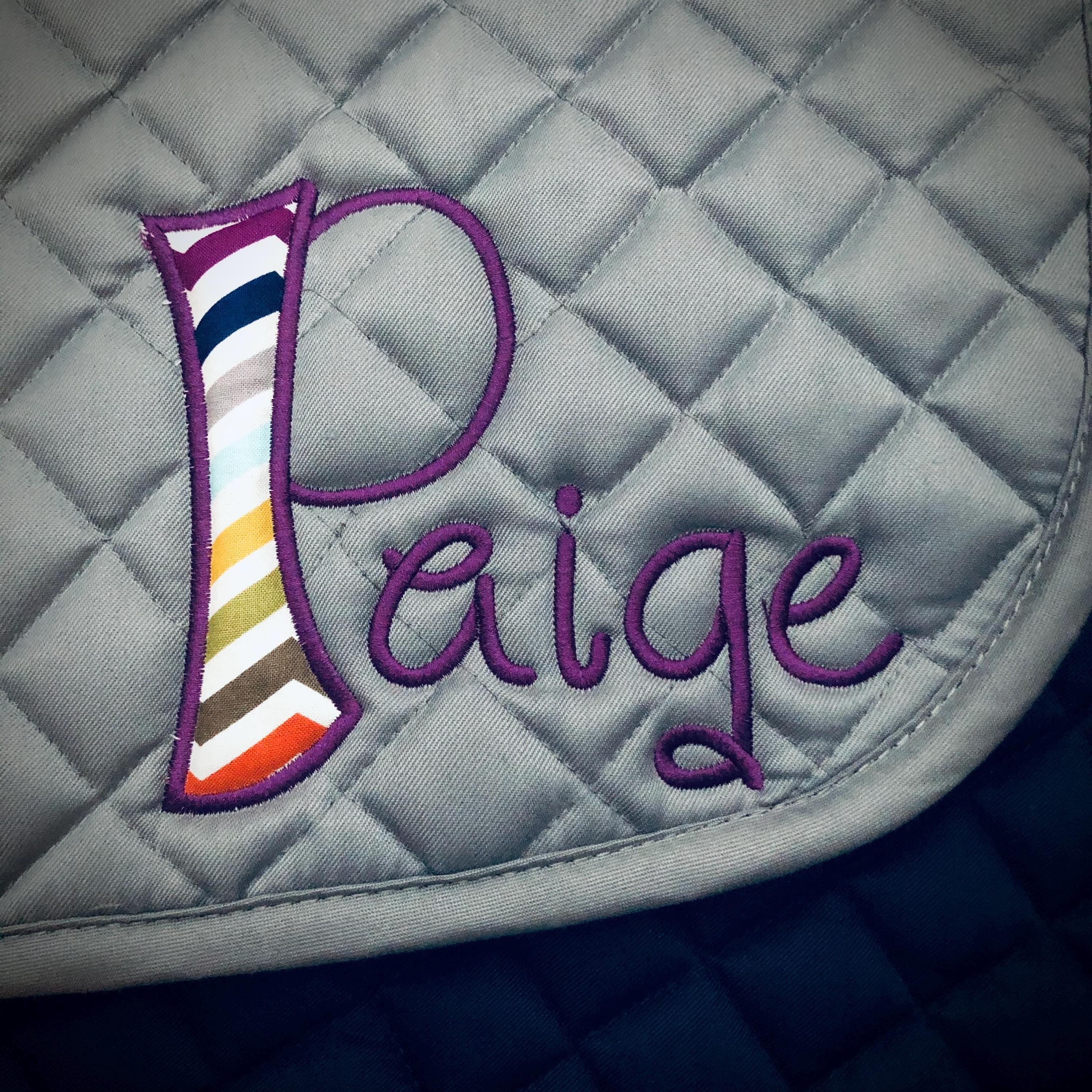 Custom Applique Name Saddle Pad - Amy