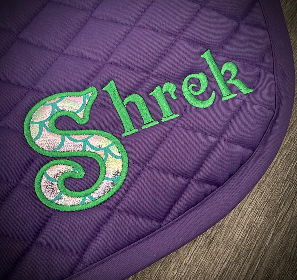 Custom Applique Name Saddle Pad